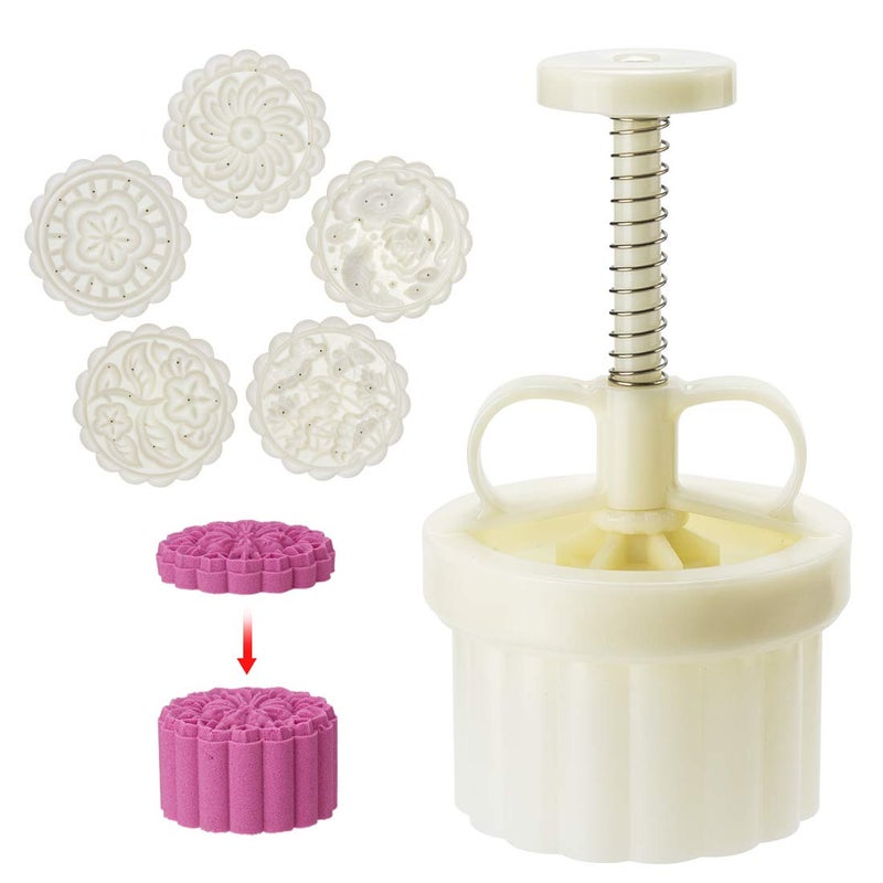 Dltsli 150g 5pcs Cookie Stamps Moon Cake Mold, Thickness Adjustable Christmas Cookie Press DIY Decoration Hand Press Cutter Cake Mold - Image 2